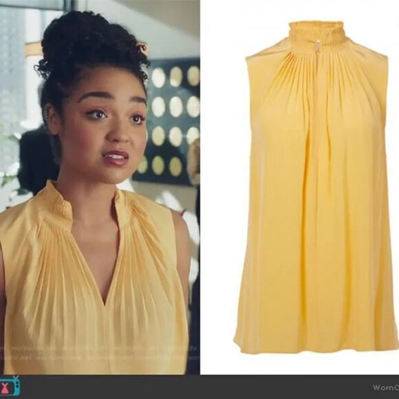 Tibi Arielle Silk Sleeveless Top Apricot Sz 2 - Picture 1 of 8
